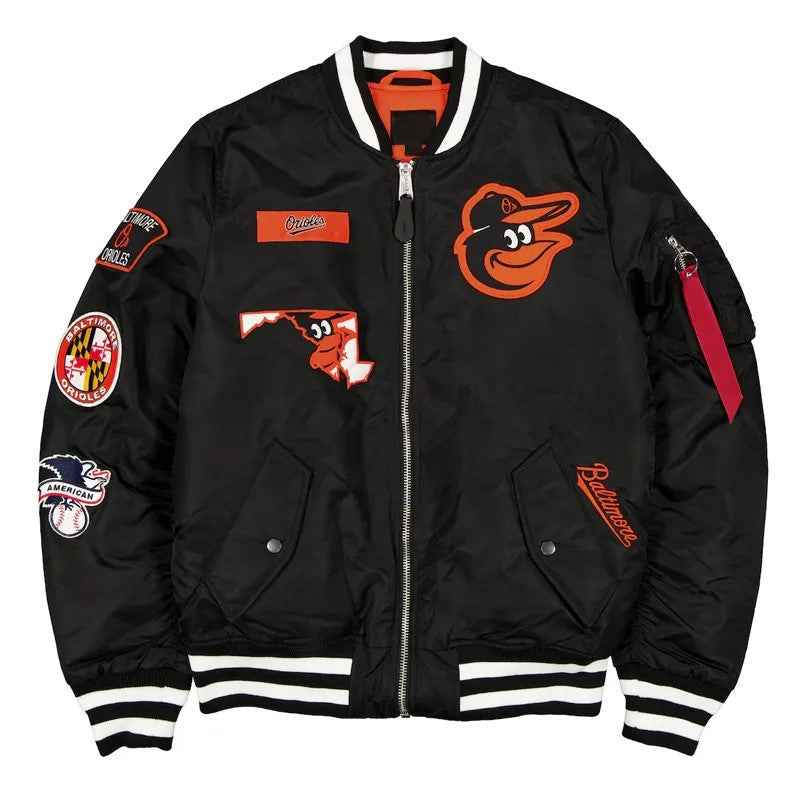 Baltimore Orioles Full-Zip Black Bomber Jacket