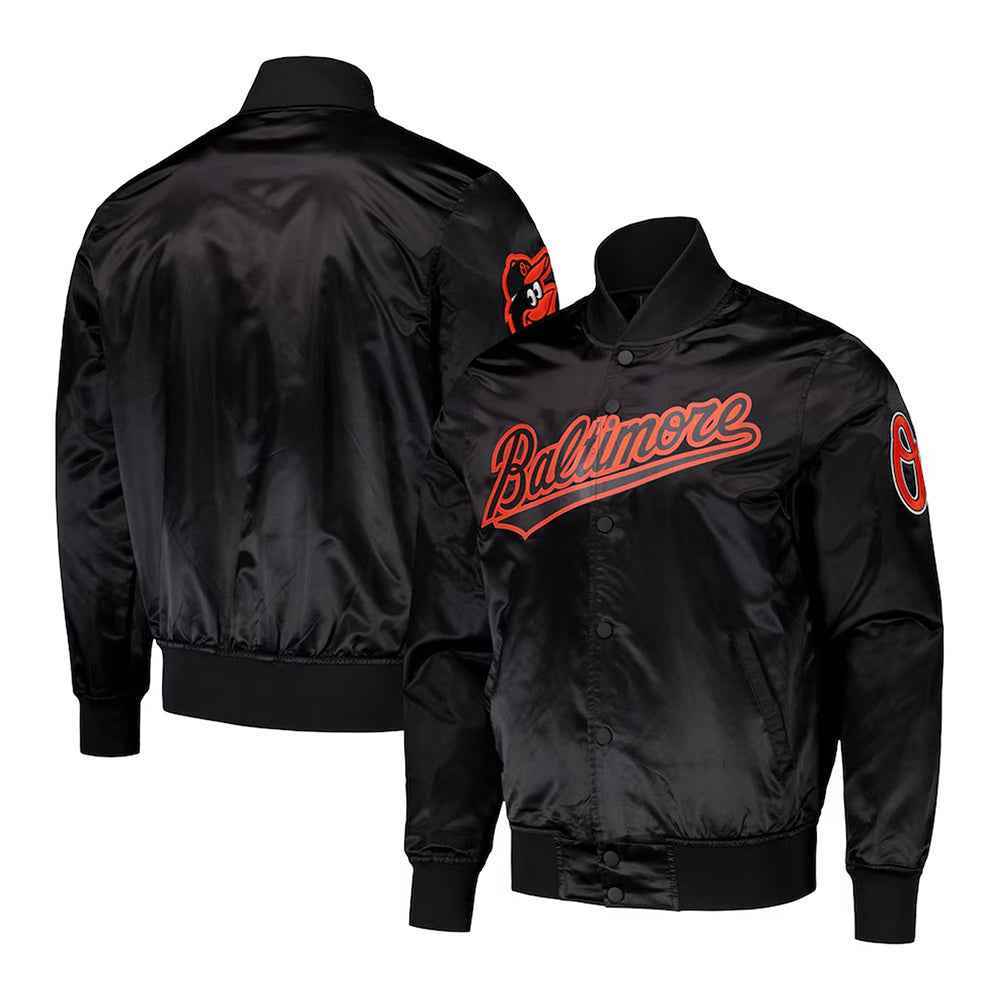 Baltimore Orioles Wordmark Black Satin Jacket