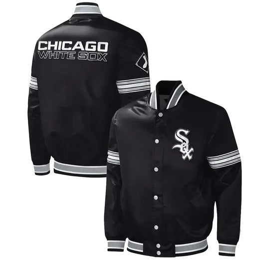 Chicago White Sox Black Satin Jacket – Front View