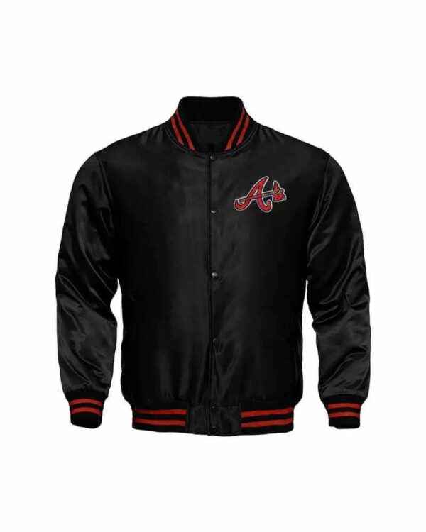 Black MLB Atlanta Braves Locker Room Satin Jackets