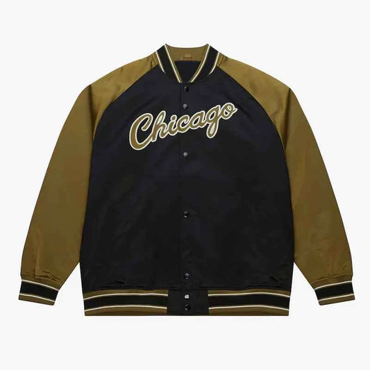 Black/Olive Chicago Bulls Double Clutch Satin Jacket