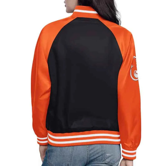 Black/Orange Baltimore Orioles Home Run Varsity Satin Jacket