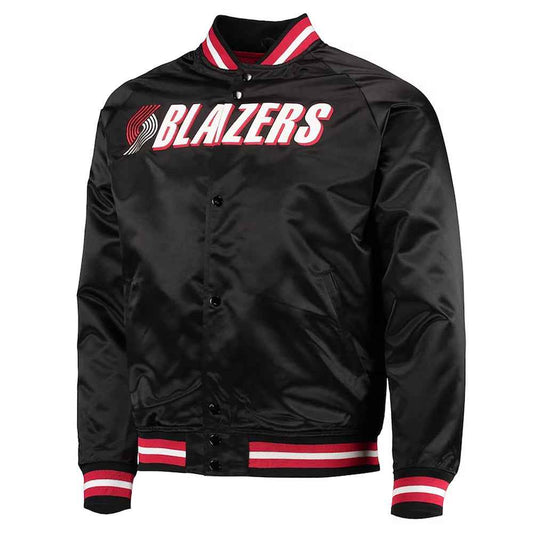 Black Portland Trail Blazers Throwback Wordmark Jacket