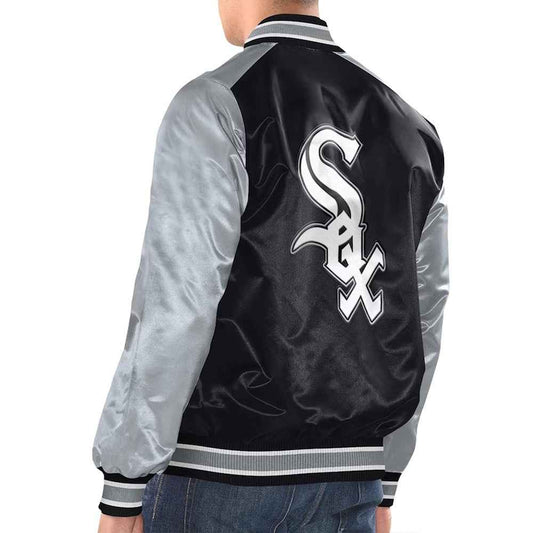 Black/Silver Chicago White Sox Renegade Varsity Satin Jacket