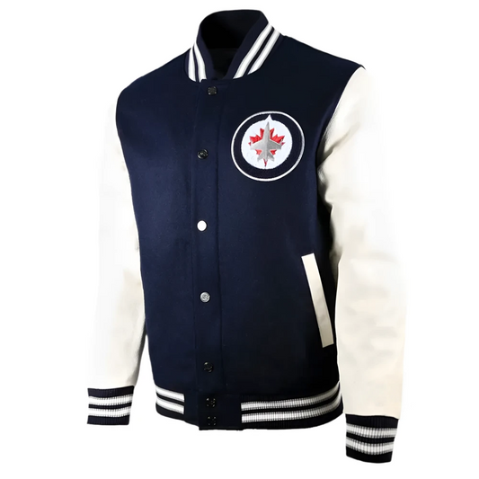 Winnipeg Jets Blue Wool Jacket – Back View