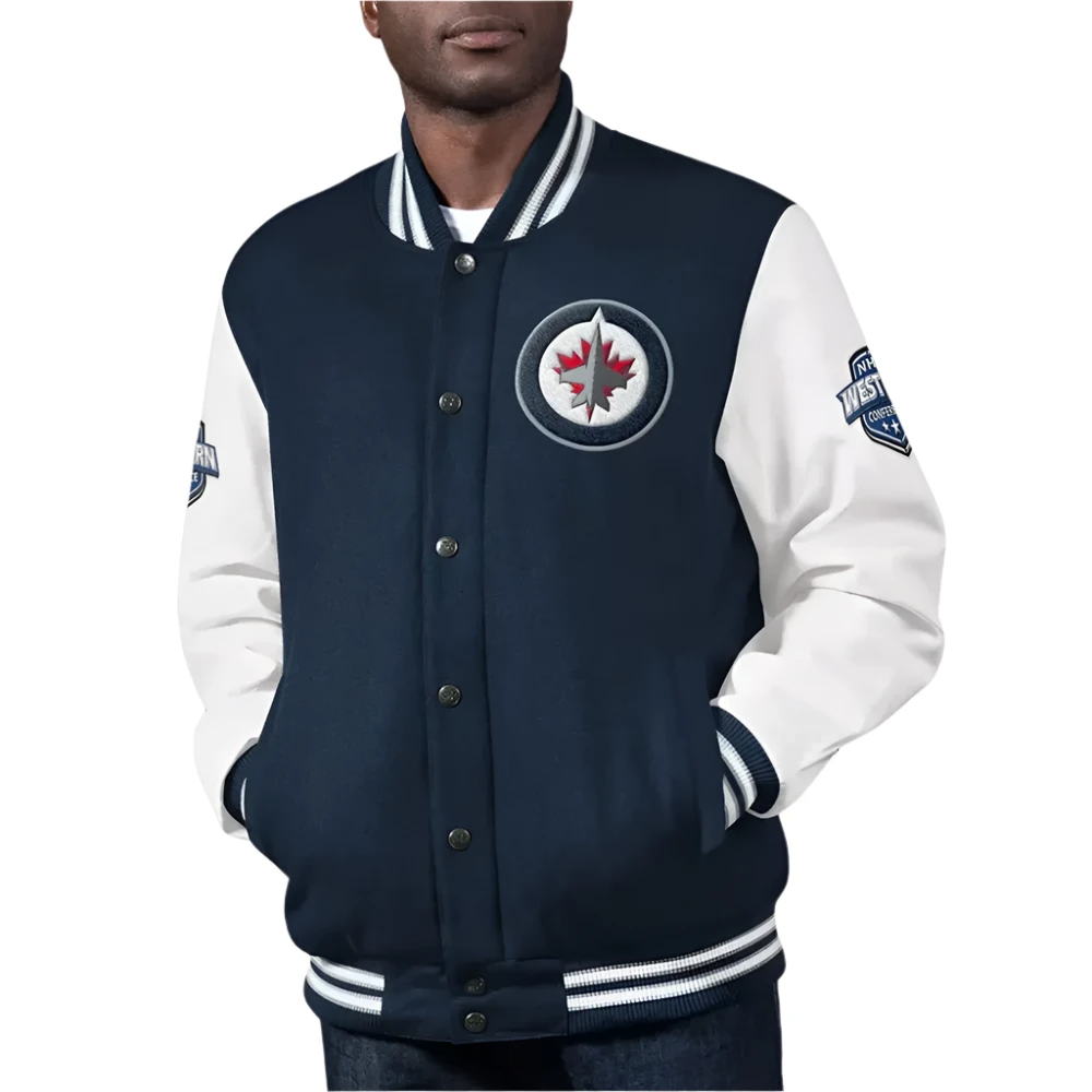 Winnipeg Jets Blue Wool Jacket – Front View