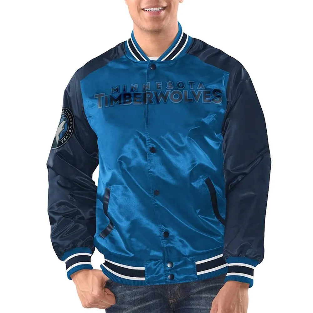 Minnesota Timberwolves Blue Varsity Jacket – Front View