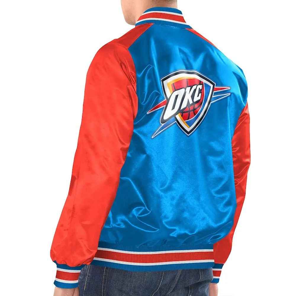 Blue/Orange Oklahoma City Thunder Renegade Varsity Satin Jacket