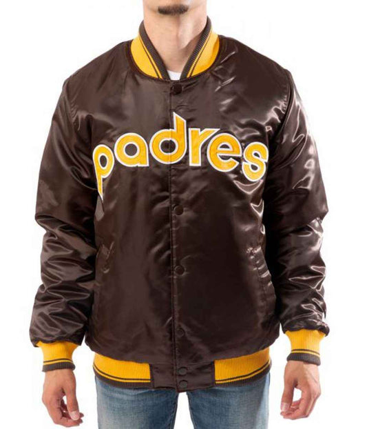 Bomber San Diego Padres Brown Satin Jacket