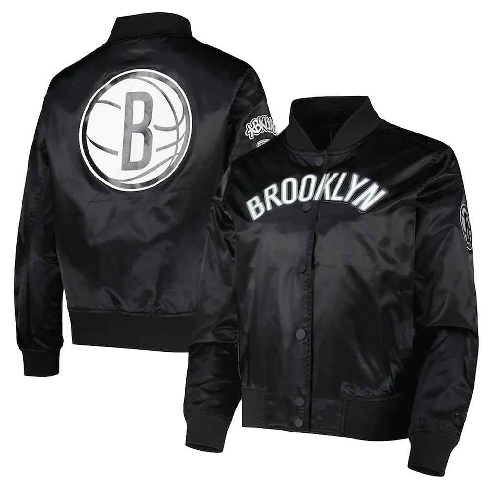 Brooklyn Nets Black Classics Satin Jacket