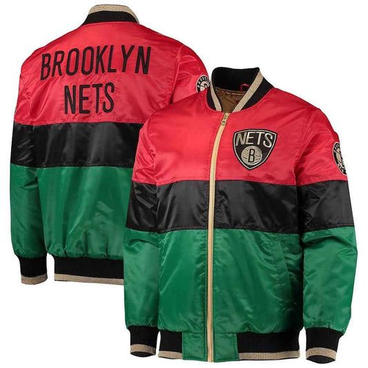Brooklyn Nets Black History Month 75th Anniversary Satin Jacket