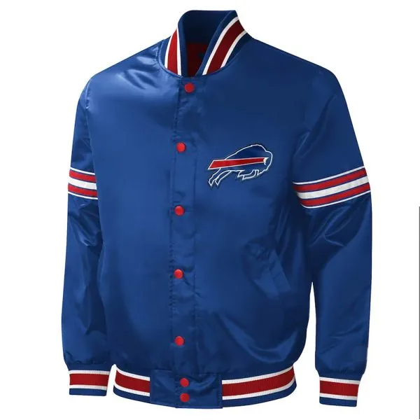 Buffalo Bills Blue Satin Jacket – Front View