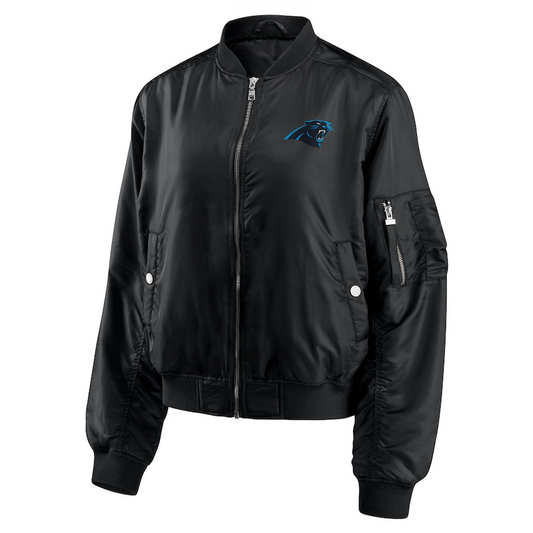 Carolina Panthers Black Bomber Jacket – Back View