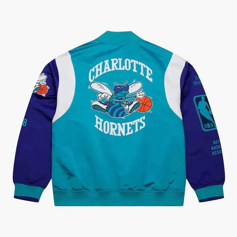 Charlotte Hornets Team Origins Teal Satin Jacket