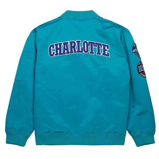 Charlotte Hornets Vintage Logo Aqua Lightweight Satin Jacket