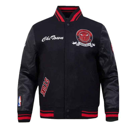 Chicago Bulls Team Badge Classic Rib Varsity Jacket