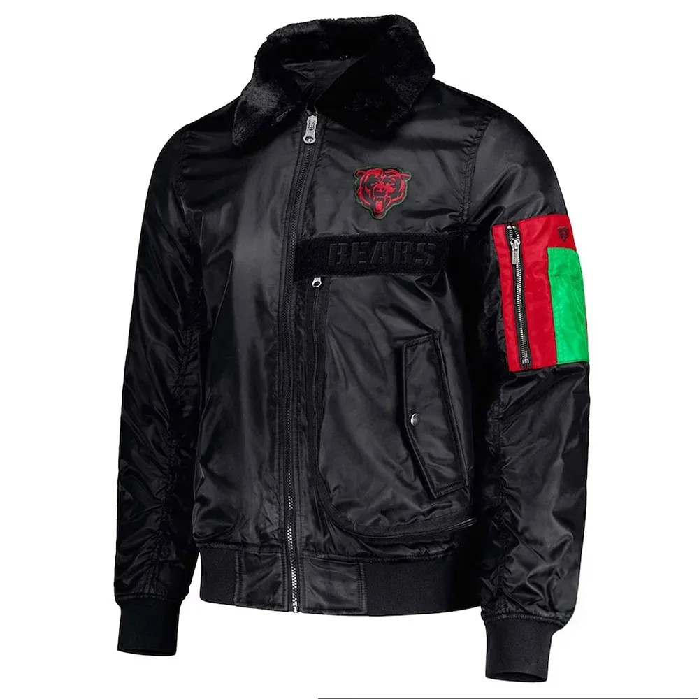 Chicago Bears Black Sports Jacket – Front View