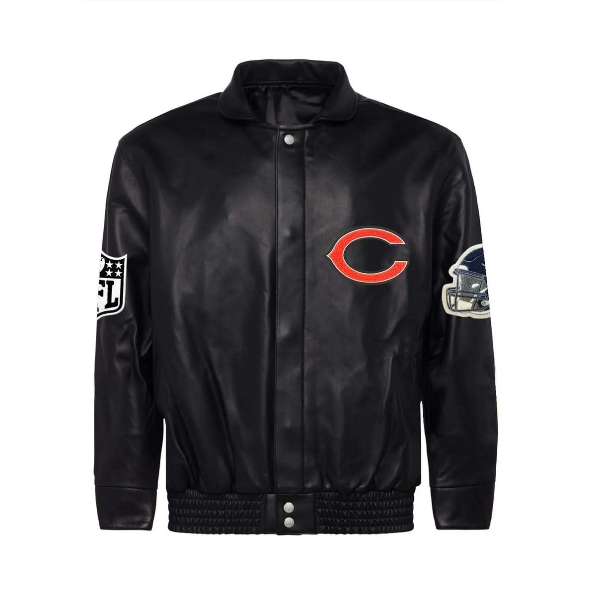 Chicago Bears Black Leather Jacket – Front View
