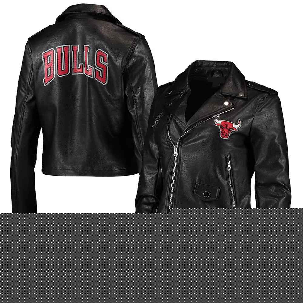 Chicago Bulls Black Moto Leather Jacket