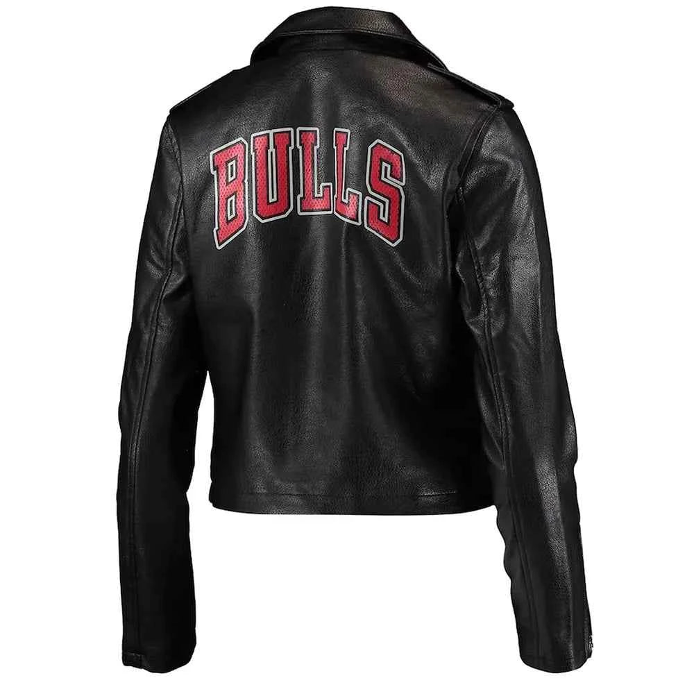 Chicago Bulls Black Moto Leather Jacket