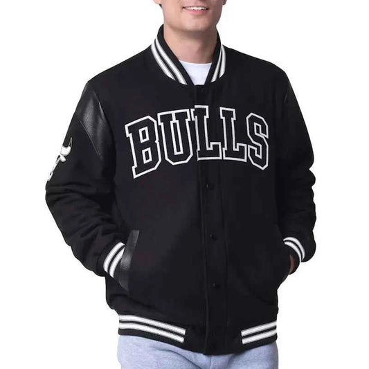 Chicago Bulls Clutch Hitter Black Varsity Jacket
