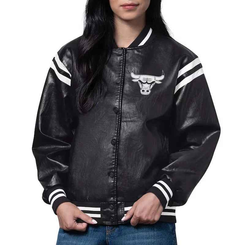 Chicago Bulls High Heat Vegan Black Varsity Leather Jacket