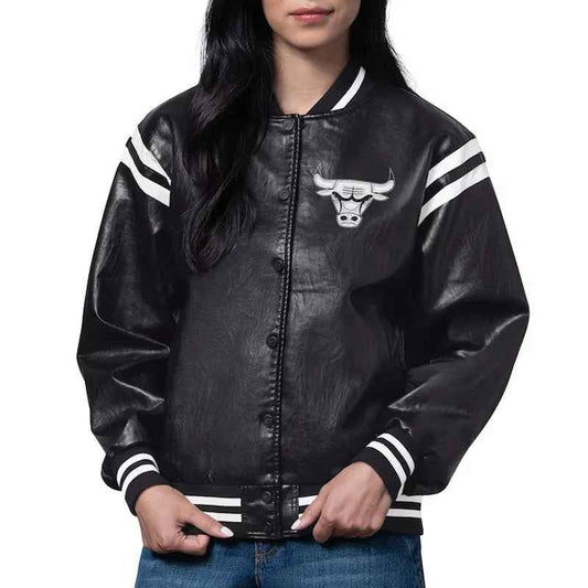 Chicago Bulls High Heat Vegan Black Varsity Leather Jacket