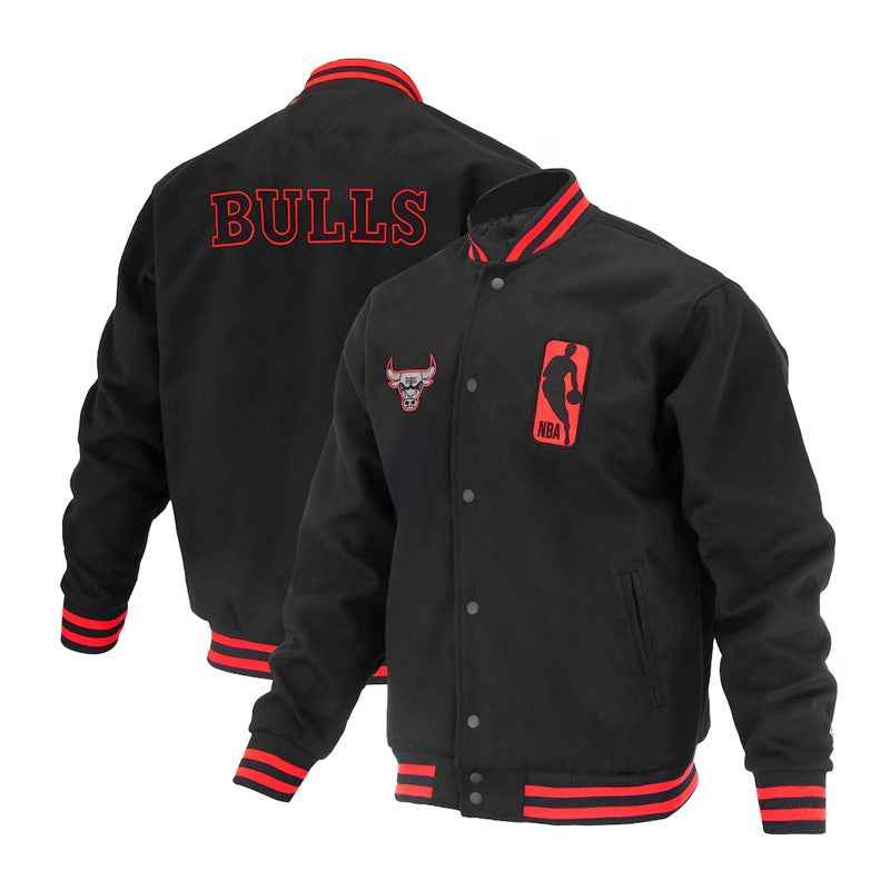 Chicago Bulls Logoman Shadow Black Varsity Jacket