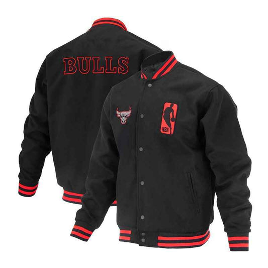 Chicago Bulls Logoman Shadow Black Varsity Jacket