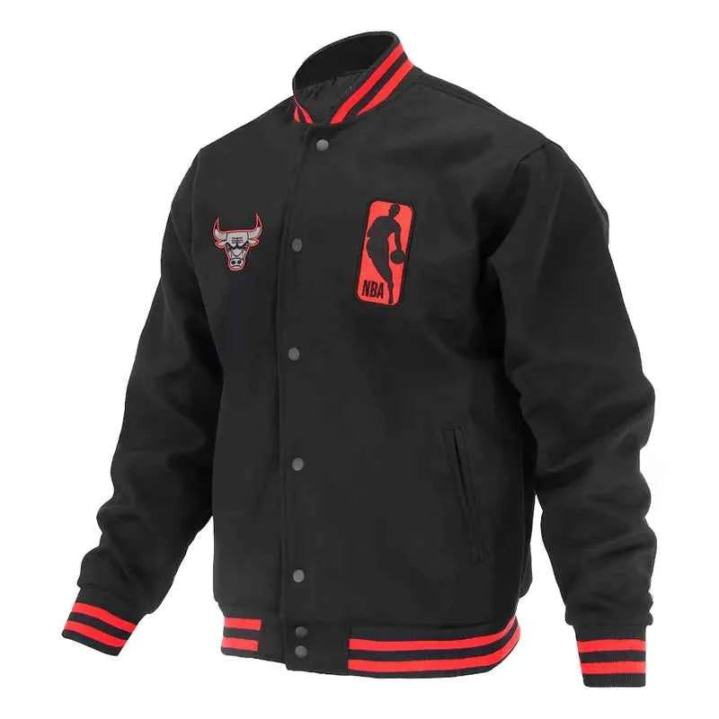 Chicago Bulls Logoman Shadow Black Varsity Jacket