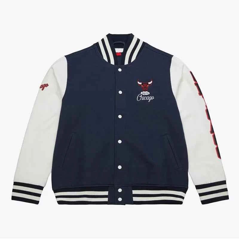 Chicago Bulls Navy and White Varsity Jacket