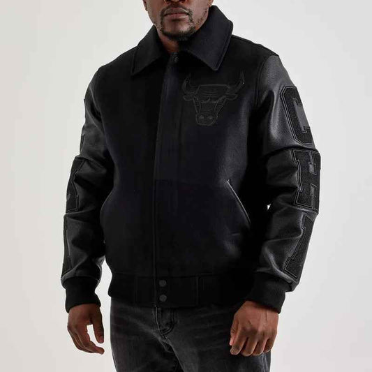 Chicago Bulls Patches Black Varsity Jacket