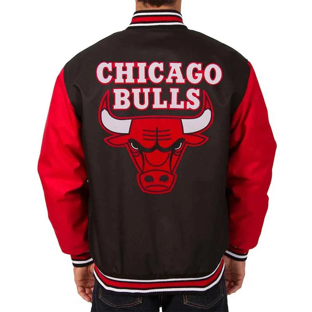 Chicago Bulls Poly Twill Black and Red Jacket