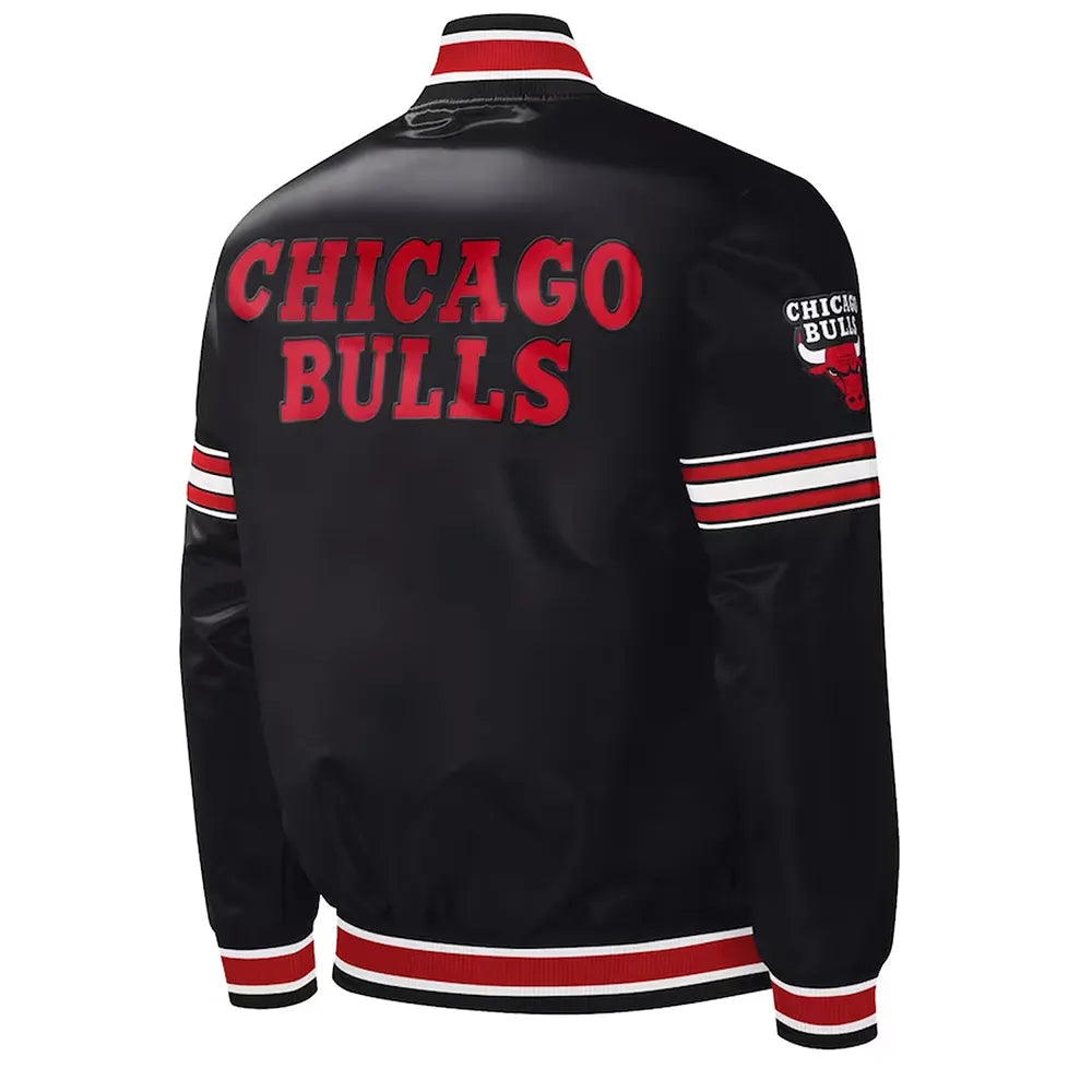 Chicago Bulls Black Satin Jacket – Back View