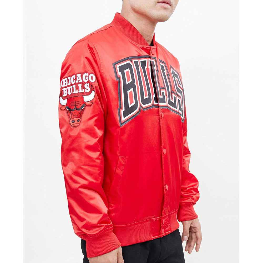 Chicago Bulls Red Big Logo Satin Jacket