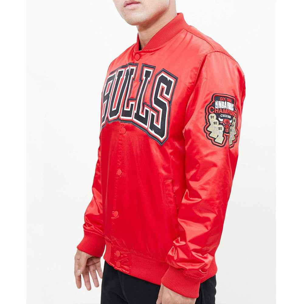 Chicago Bulls Red Big Logo Satin Jacket