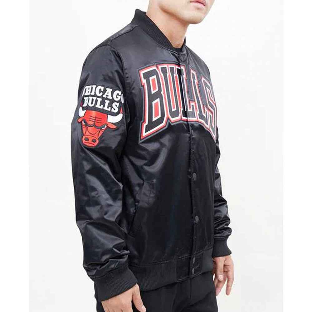 Chicago Bulls Red Big Logo Satin Jacket