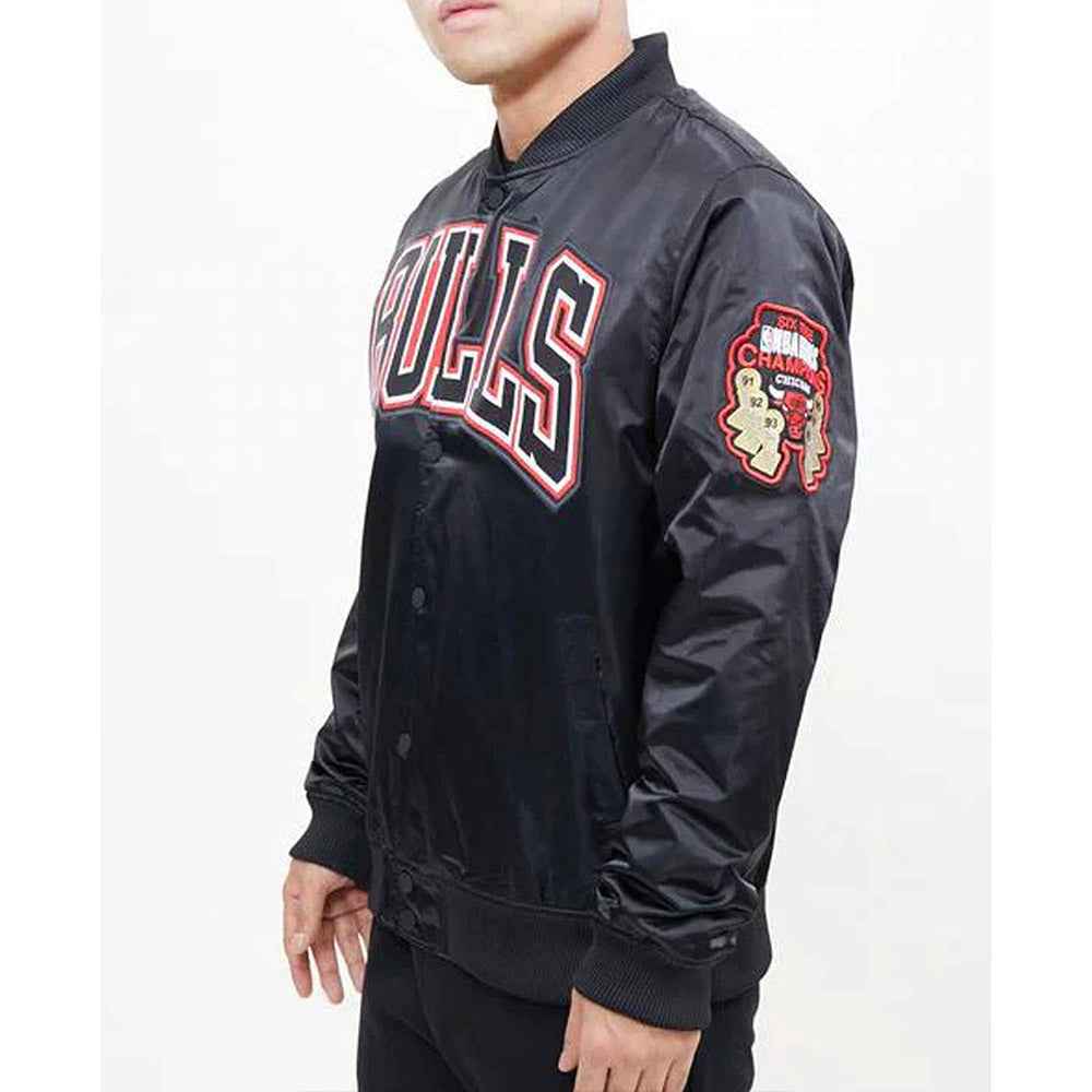 Chicago Bulls Red Big Logo Satin Jacket