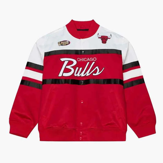 Chicago Bulls Special Script Red and White Satin Jacket
