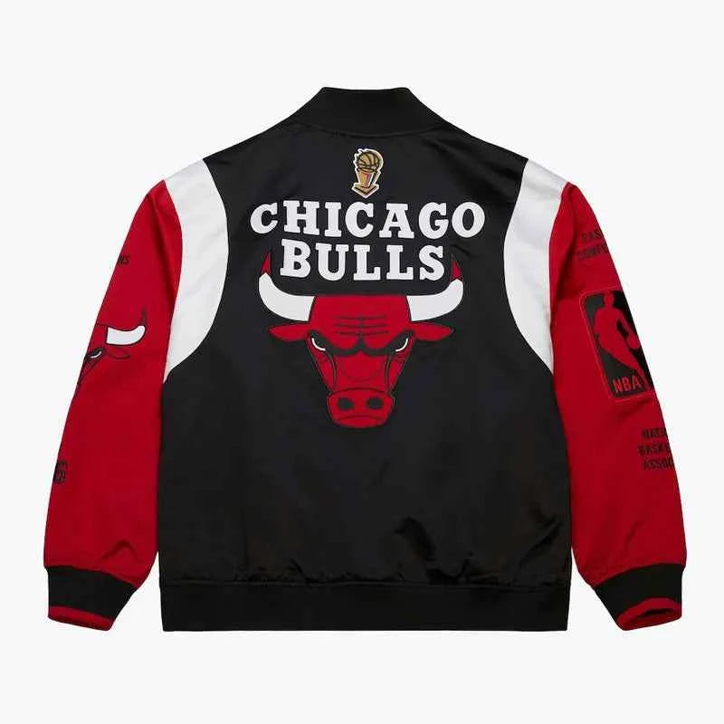 Chicago Bulls Team Origins Black and Red Satin Jacket