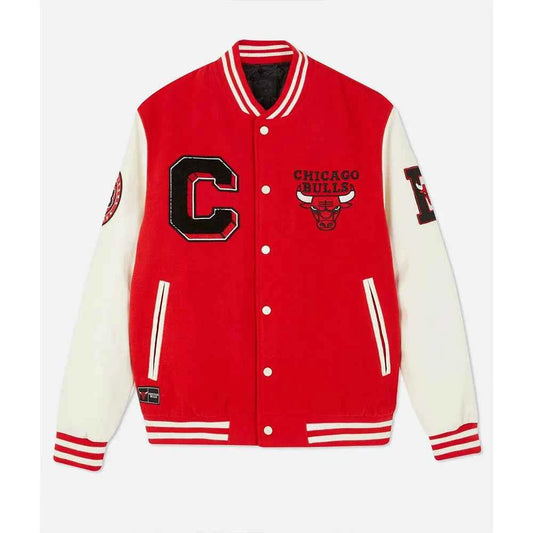Chicago Bulls Varsity Red and Off White Jacket