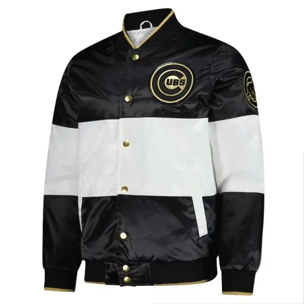 Chicago Cubs Black Satin Jacket – Back View