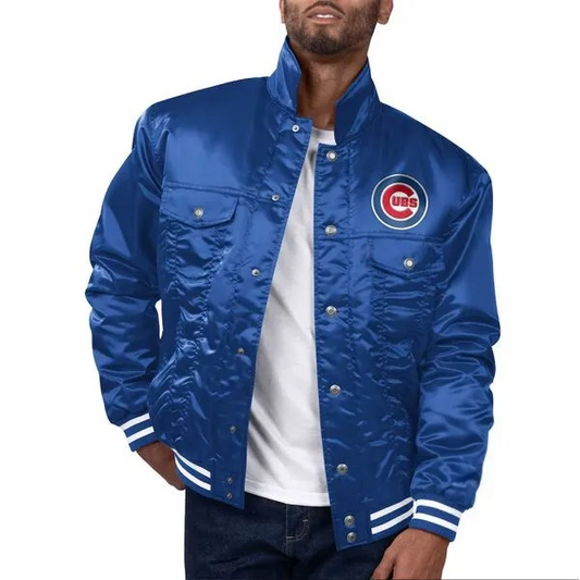 Chicago Cubs Royal Blue Trucker Jacket – Front View