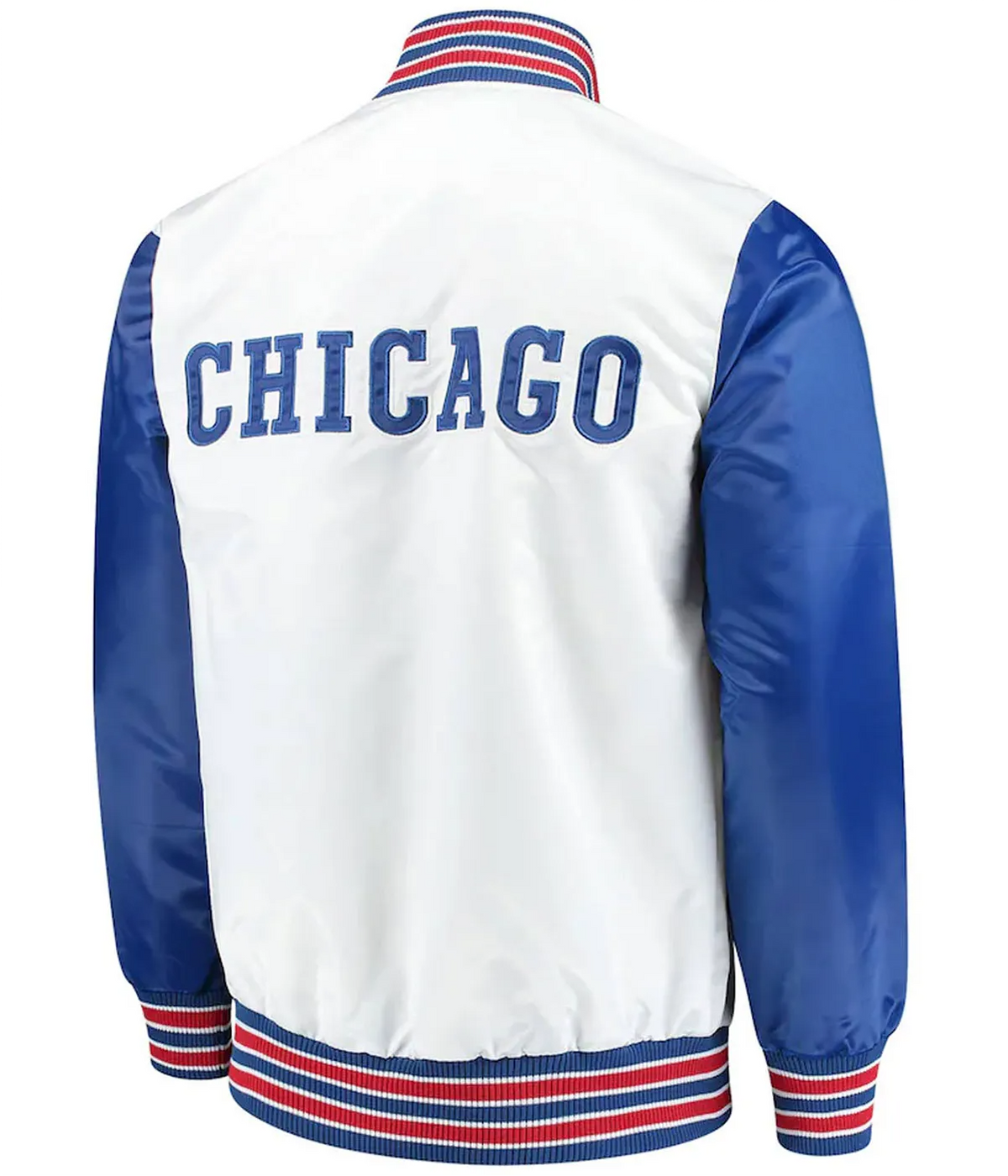 Chicago Cubs Blue/White Varsity Jacket – Back View