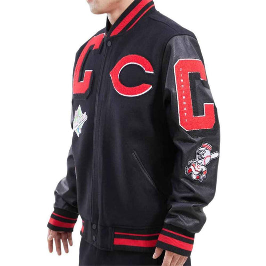 Cincinnati Reds Logo Mash Up Varsity Jacket