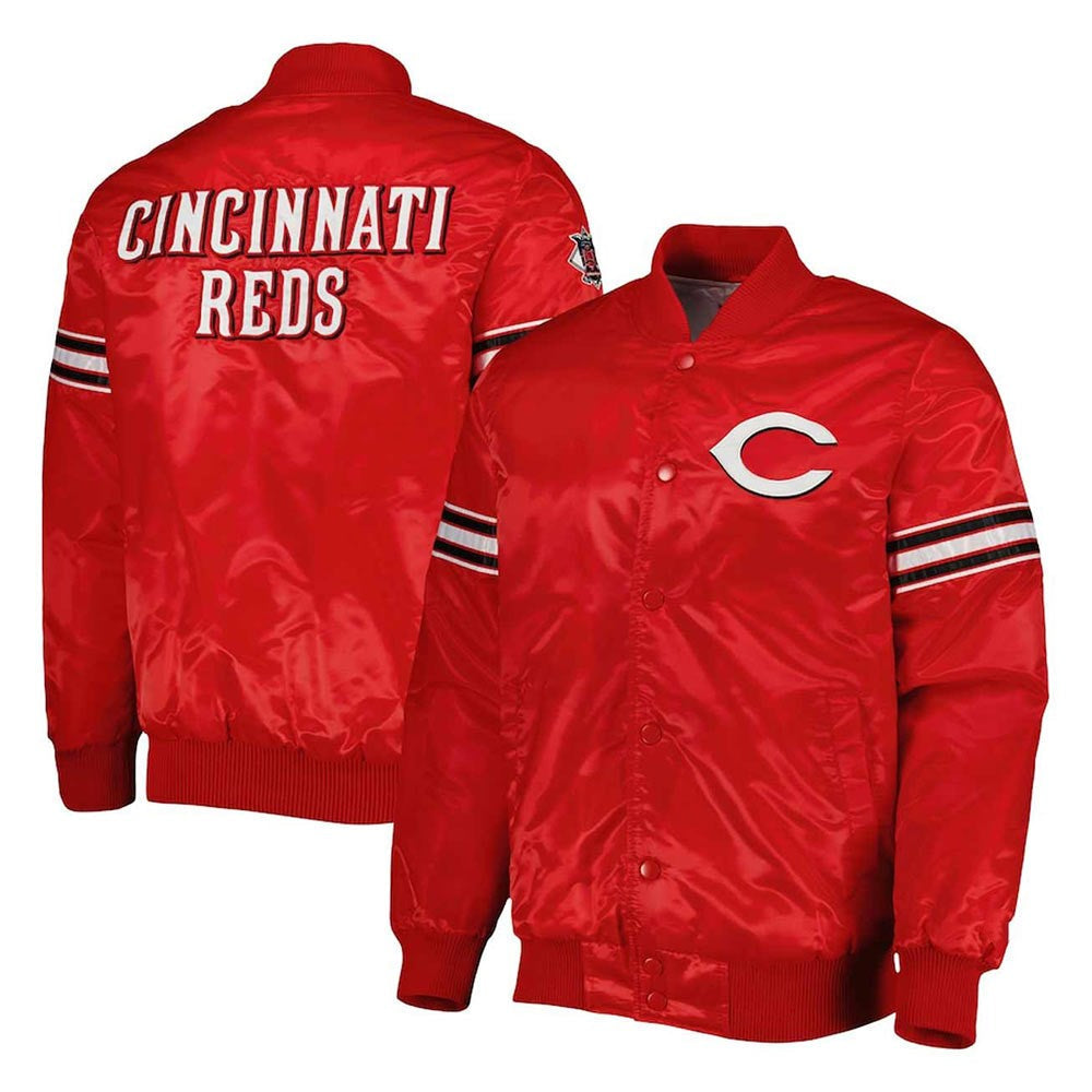 Cincinnati Reds Red Satin Jacket – Front View