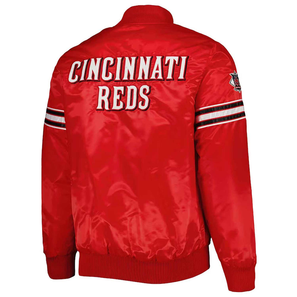 Cincinnati Reds Red Satin Jacket – Side View