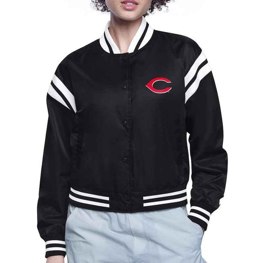 Cincinnati Reds Printed Logo Varsity Satin Jacket