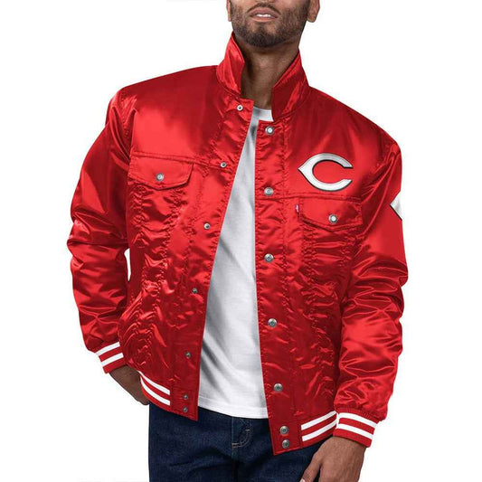 Cincinnati Reds Red Silver Tab Trucker Jacket