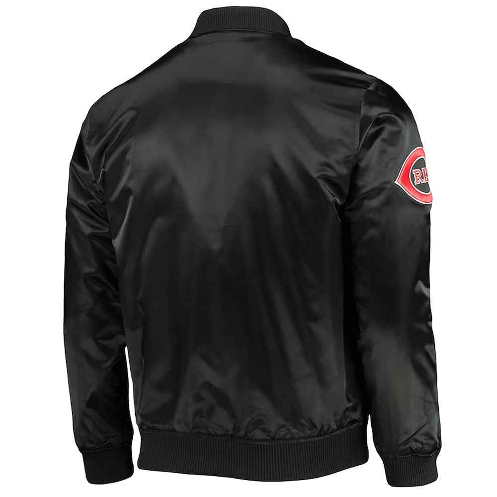 Cincinnati Reds Wordmark Black Satin Jacket